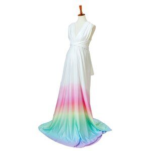 Beautiful Chicaboo Maternity Gown – White to Rainbow Gradient
